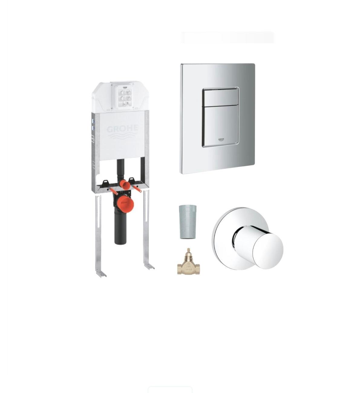 Grohe Uniset 8 cm Gömme Rezervuar Montaj Seti - Gömme Rezervuar + Kare Kumanda Paneli + Ara Kesme Valfi