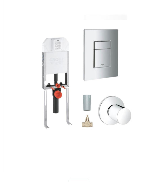 Grohe Uniset 8 cm Gömme Rezervuar Montaj Seti - Gömme Rezervuar + Kare Kumanda Paneli + Ara Kesme Valfi