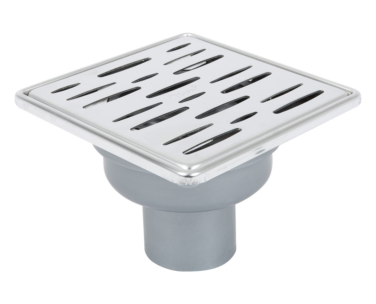 Sukar Tesisat Süzgeci 15x15 cm Paslanmaz Çelik Çerçeveli Rain Izgaralı Alttan Çıkışlı