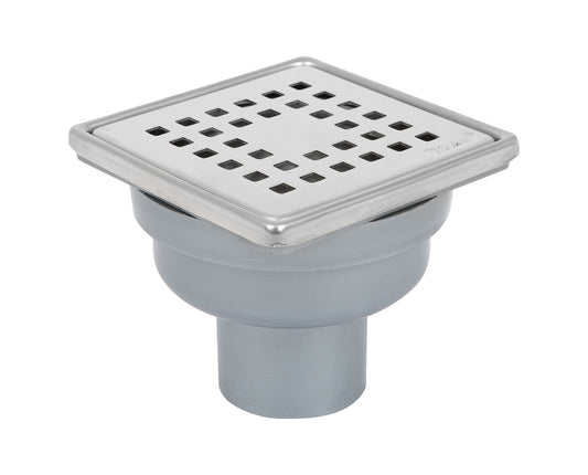 Sukar Tesisat Süzgeci 10x10 cm Paslanmaz Çelik Çerçeveli Kare Izgaralı Alttan Çıkışlı