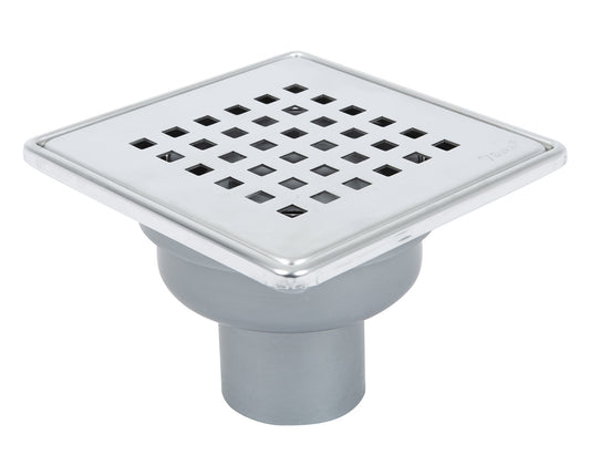 Sukar Tesisat Süzgeci 15x15 cm Paslanmaz Çelik Çerçeveli Kare Izgaralı Alttan Çıkışlı