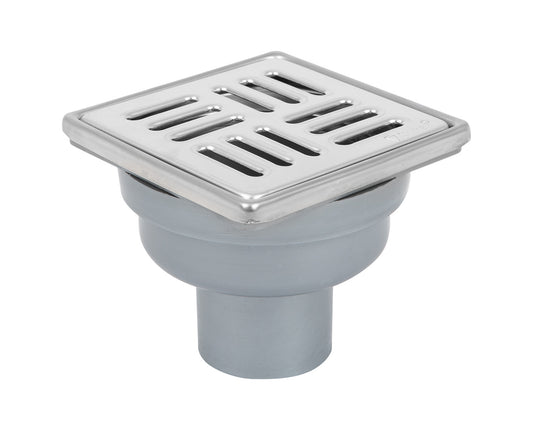 Sukar Tesisat Süzgeci 10x10 cm Paslanmaz Çelik Çerçeveli Çizgili Izgaralı Alttan Çıkışlı