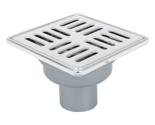 Sukar Tesisat Süzgeci 15x15 cm Paslanmaz Çelik Çerçeveli Çizgili Izgaralı Alttan Çıkışlı