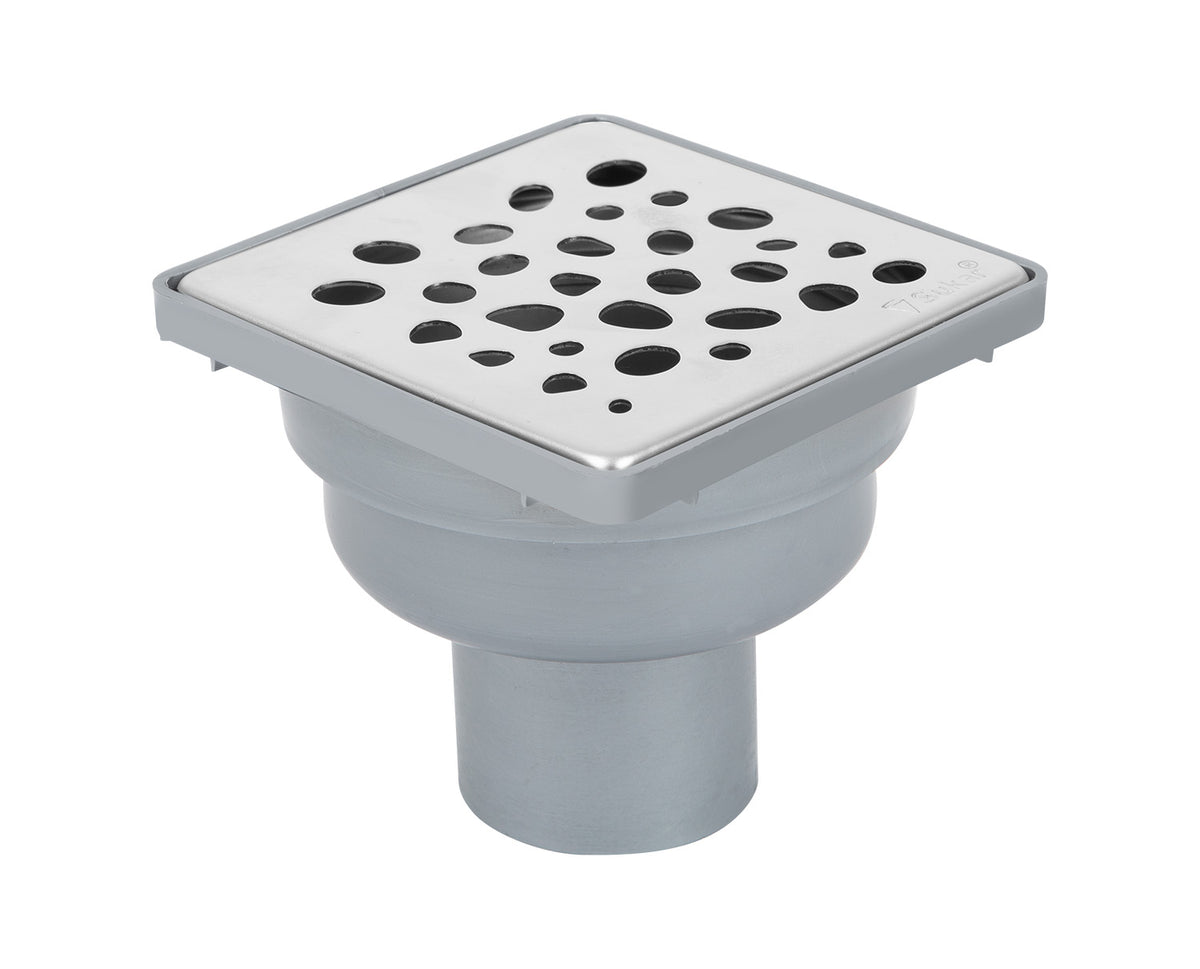 Sukar Tesisat Süzgeci 10x10 cm Plastik Çerçeveli Çakıl Taşı Izgaralı Alttan Çıkışlı