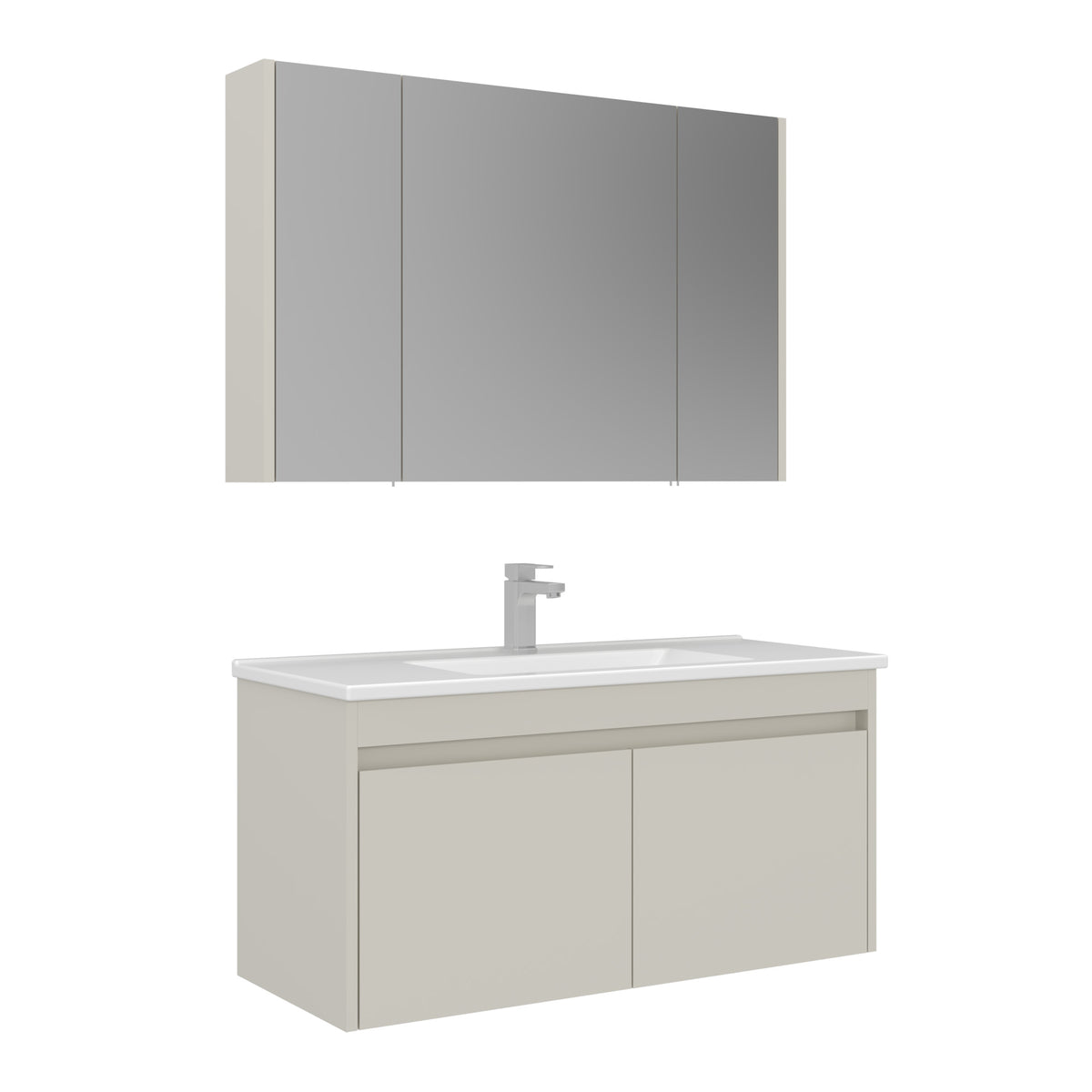 Orka Arno 100 cm Kapaklı Banyo Dolabı Takımı | Lavabo Armatür Hediyeli | Parlak Kaşmir