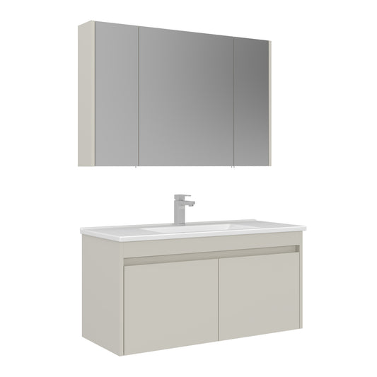 Orka Arno 100 cm Kapaklı Banyo Dolabı Takımı | Lavabo Armatür Hediyeli | Parlak Kaşmir