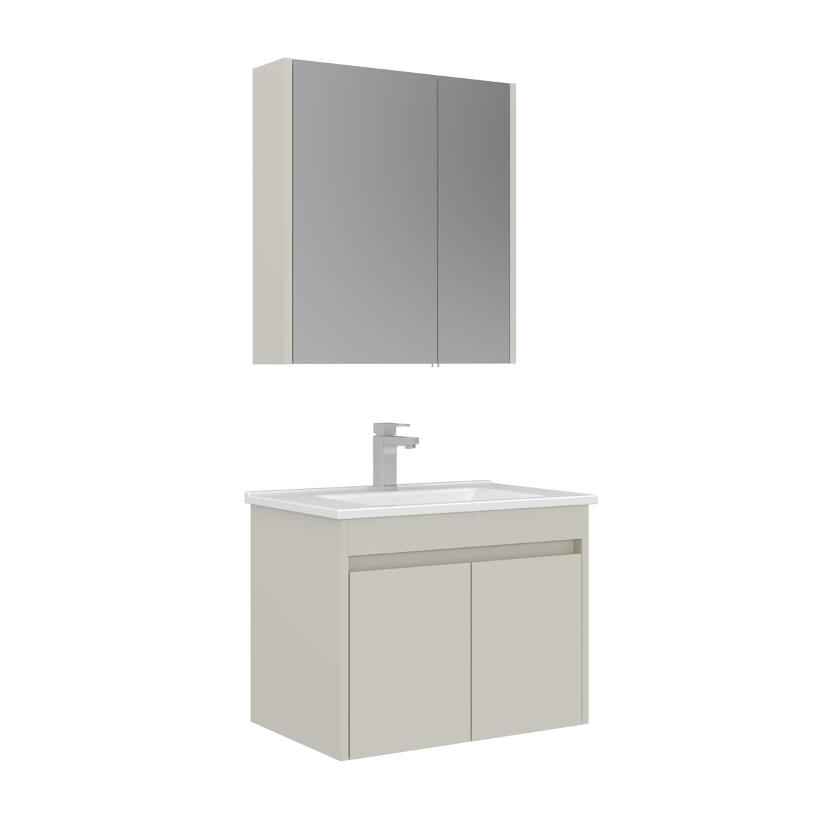 Orka Arno 65 cm Kapaklı Banyo Dolabı Takımı | Lavabo Armatür Hediyeli | Parlak Kaşmir
