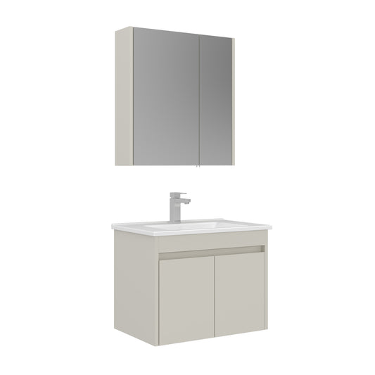 Orka Arno 65 cm Kapaklı Banyo Dolabı Takımı | Lavabo Armatür Hediyeli | Parlak Kaşmir
