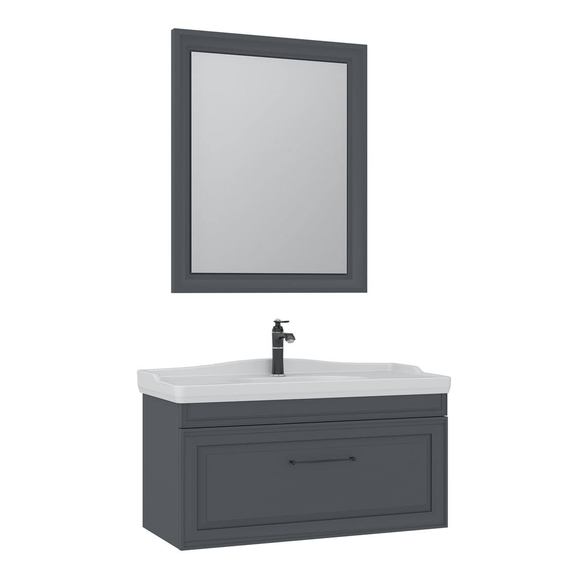 Orka Design 105 cm Banyo Dolabı Takımı | Mat Antrasit