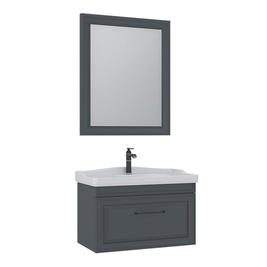 Orka Design 85 cm Banyo Dolabı Takımı | Mat Antrasit