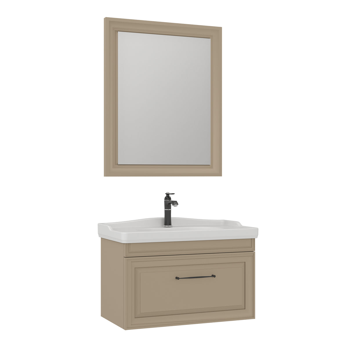Orka Design 85 cm Banyo Dolabı Takımı | Mat Vizon