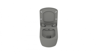 Creavit Elegant Rim-Off Kanalsız Asma Klozet Cool Grey EG321-00CG00E-0000 + Creavit Elegant Droplast Yavaş Kapanan Kapağı Klozet Kapağı Cool Grey KC1103.01.2100E
