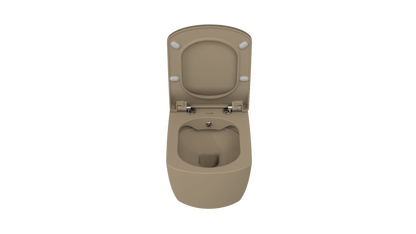 Creavit Elegant Rim-Off Kanalsız Asma Cappucino EG321-11CM00E-0000 + Creavit Elegant Droplast Yavaş Kapanan Kapağı Klozet Kapağı Cappucino KC1103.01.1800E