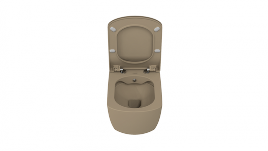 Creavit Elegant Rim-Off Kanalsız Asma Cappucino EG321-11CM00E-0000 + Creavit Elegant Droplast Yavaş Kapanan Kapağı Klozet Kapağı Cappucino KC1103.01.1800E