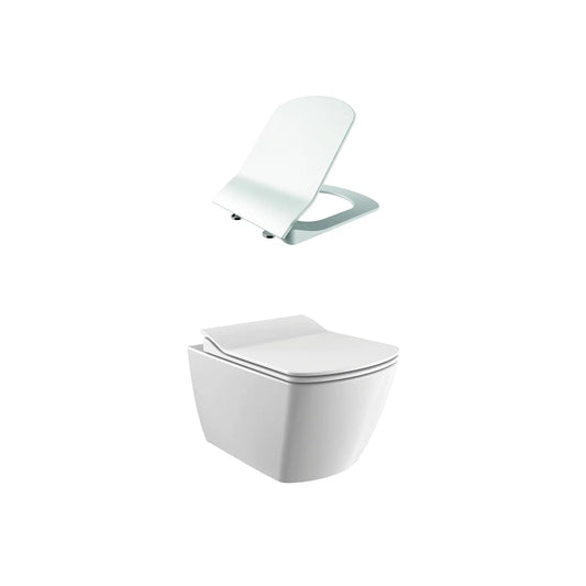 Creavit Elegant Rim-Off Kanalsız Asma Klozet Beyaz EG321-00CB00E-0000 + Creavit Elegant Droplast Yavaş Kapanan Beyaz Klozet Kapağı KC1103.01.0000E - Banyovit