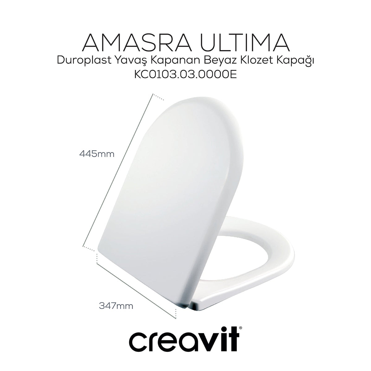Creavit Amasra Ultima Duroplast Yavaş Kapanan Beyaz Klozet Kapağı KC0103.03.0000E