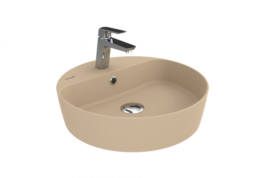 Creavit Loop Yuvarlak Masaüstü Setüstü Çanak Lavabo Mat Cappuccino Batarya Delikli Ø45 cm LP146-00CM00E-0000 - Banyovit