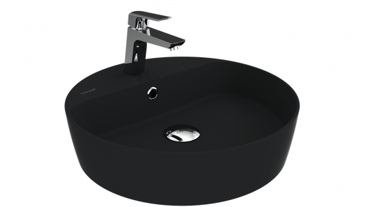 Creavit Loop Yuvarlak Masaüstü Setüstü Çanak Lavabo Siyah Mat Batarya Delikli Ø45 cm LP146-00SM00E-0000 - Banyovit