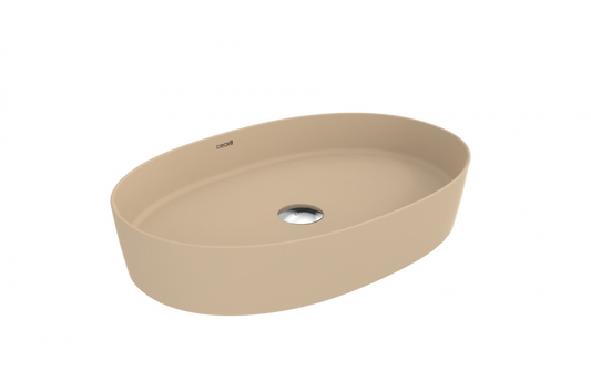 Creavit Loop Oval İnce Masaüstü Setüstü Çanak Lavabo Mat Cappuccino Ø60 cm LP160-00CM00E-0000 - Banyovit
