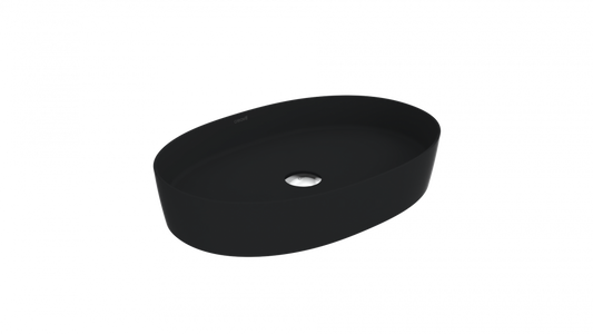 Creavit Loop Oval İnce Masaüstü Setüstü Çanak Lavabo Mat Siyah Ø60 cm LP160-00SM00E-0000 - Banyovit