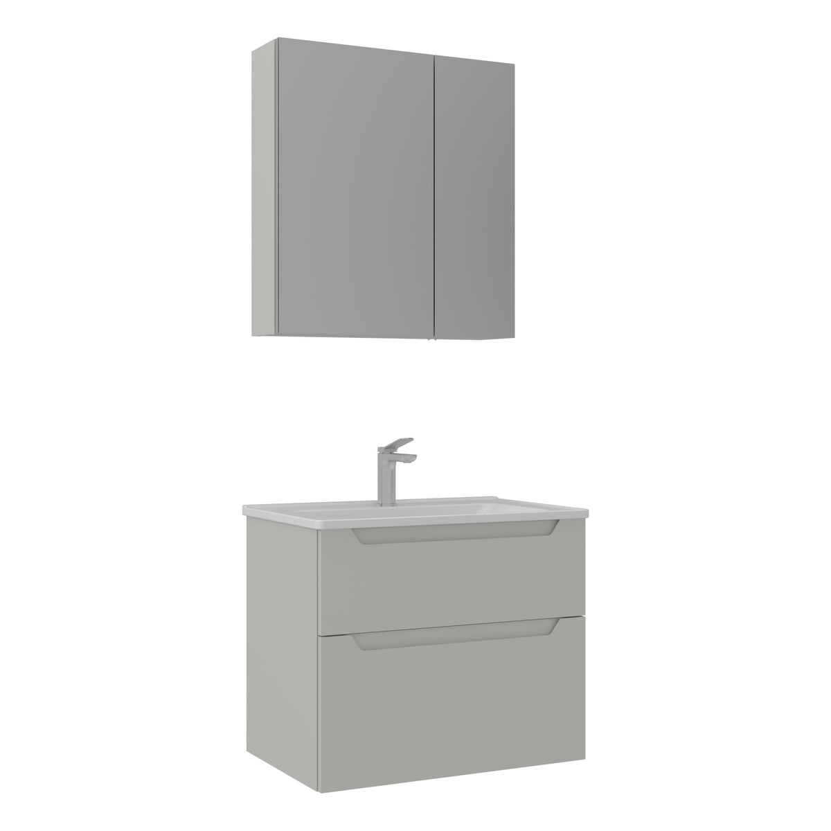 Orka Messina 65 cm Banyo Dolabı Takımı | Ayna Dolaplı | Mat Kaşmir