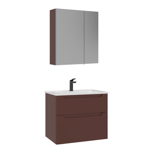 Orka Messina 65 cm Banyo Dolabı Takımı | Ayna Dolaplı | Mat Kırmızı