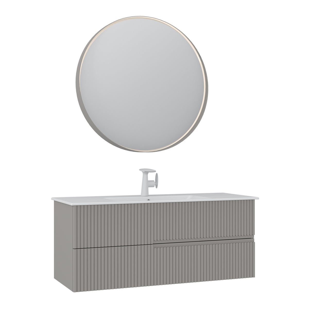 Orka Moonlight 120 cm Banyo Dolabı Takımı | Çift Çekmeceli | Mat Vizon