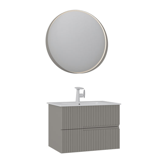 Orka Moonlight 70 cm Banyo Dolabı Takımı | Çift Çekmeceli | Mat Vizon