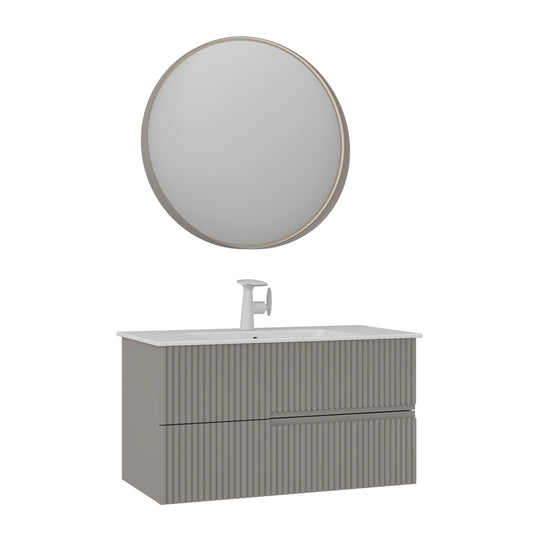 Orka Moonlight 90 cm Banyo Dolabı Takımı | Çift Çekmeceli | Mat Vizon