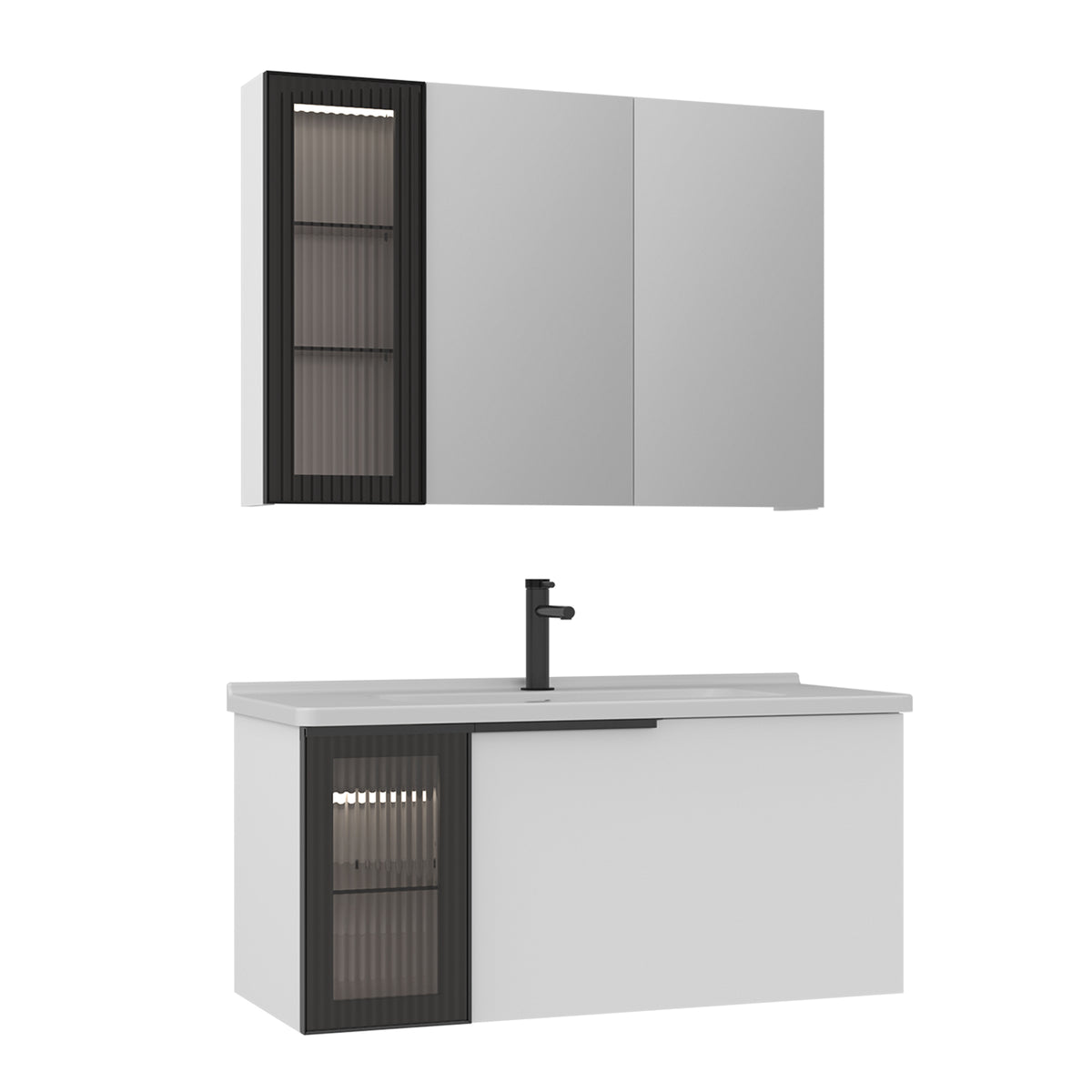 Orka Pure 100 cm Banyo Dolabı Takımı | Mat Beyaz