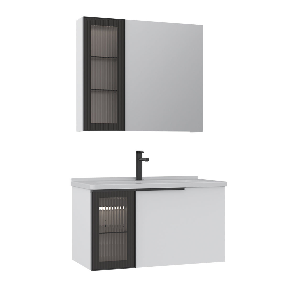 Orka Pure 80 cm Banyo Dolabı Takımı | Mat Beyaz