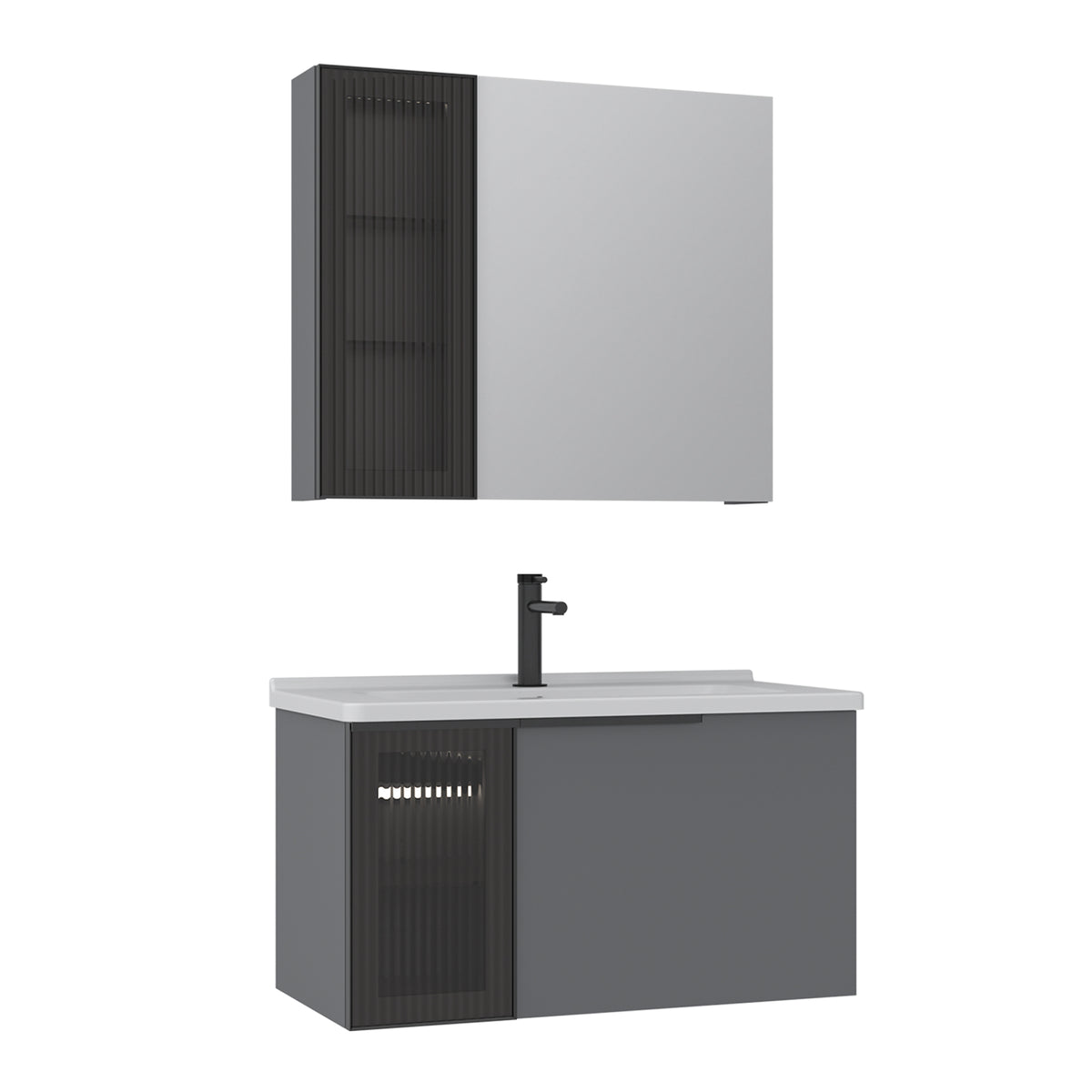Orka Pure 80 cm Banyo Dolabı Takımı | Mat Gri