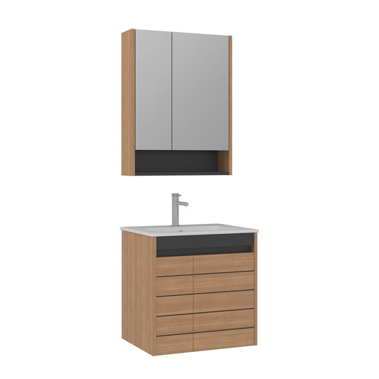 Orka Ricato 60 cm Kapaklı Aynalı Dolaplı Banyo Dolabı Takımı | Dolaplı | Morgana Kiraz