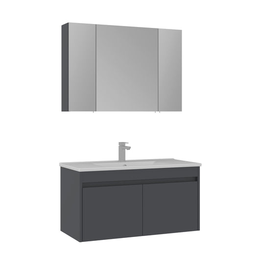 Orka Side 100 cm Kapaklı Banyo Dolabı Takımı | Mat Antrasit
