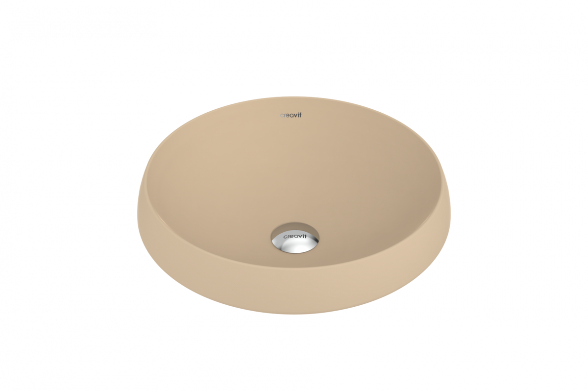 Creavit Deep 45 cm Set Üstü Tezgah Üstü Yuvarlak Lavabo Cappucino DE045-00CM00E-0000 - Banyovit