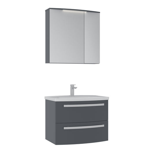 Orka Urla 70 cm Banyo Dolabı Takımı | Parlak Antrasit