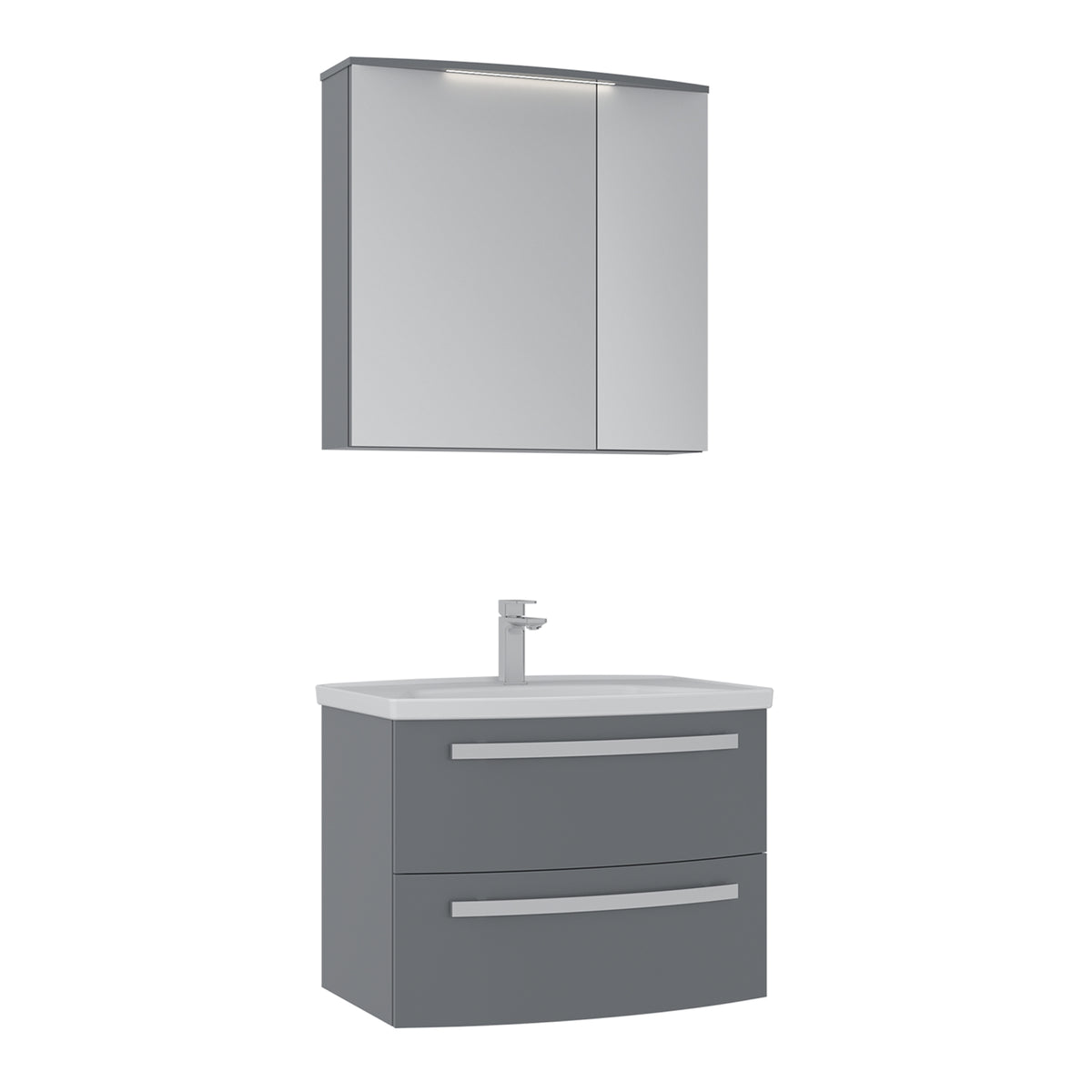 Orka Urla 70 cm Banyo Dolabı Takımı | Parlak Gri