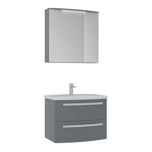 Orka Urla 70 cm Banyo Dolabı Takımı | Parlak Gri