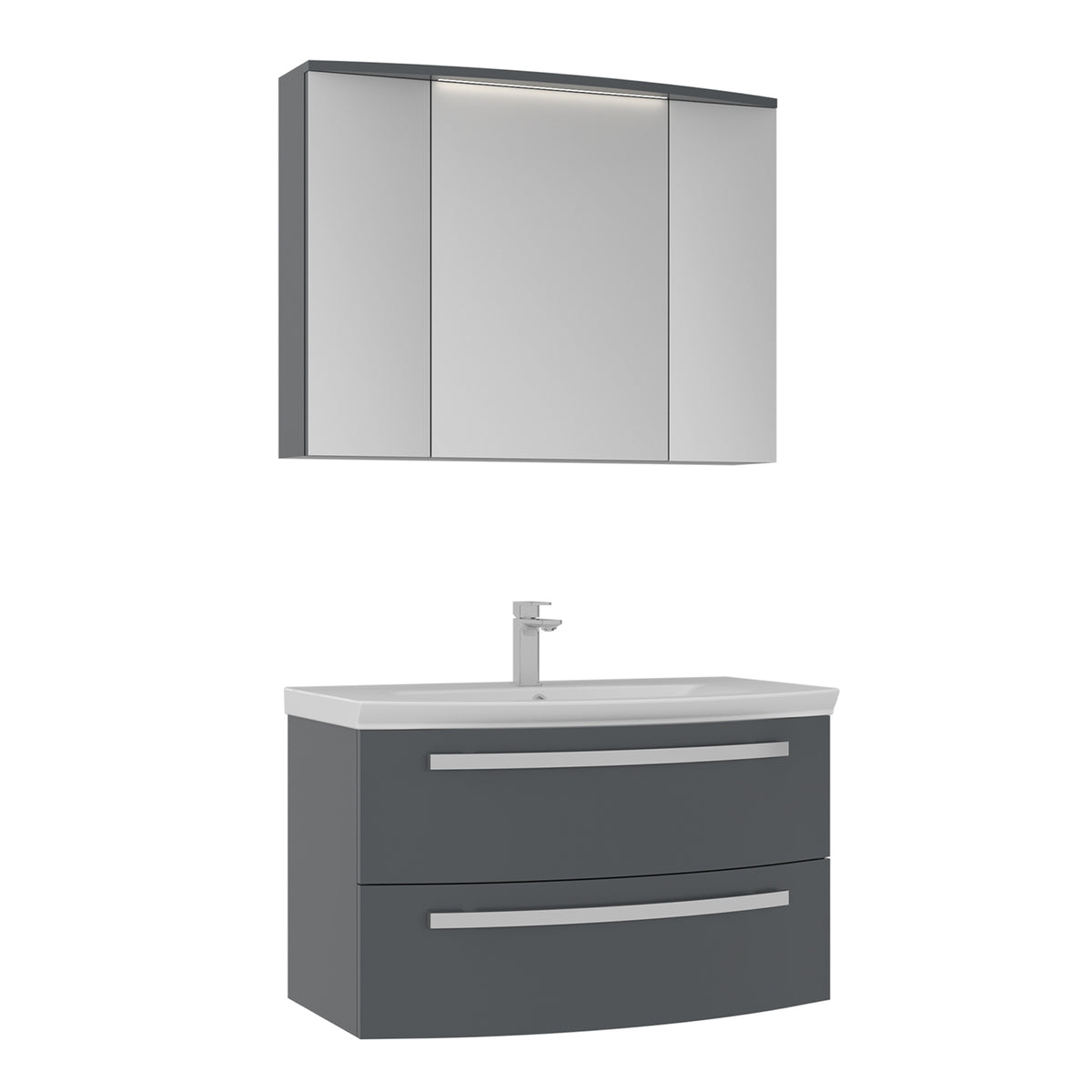 Orka Urla 90 cm Banyo Dolabı Takımı | Parlak Antrasit